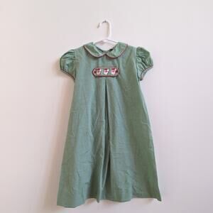 Orient Express Dress Girls Sz 5 Green Gingham Preppy Christmas Santa Smocked